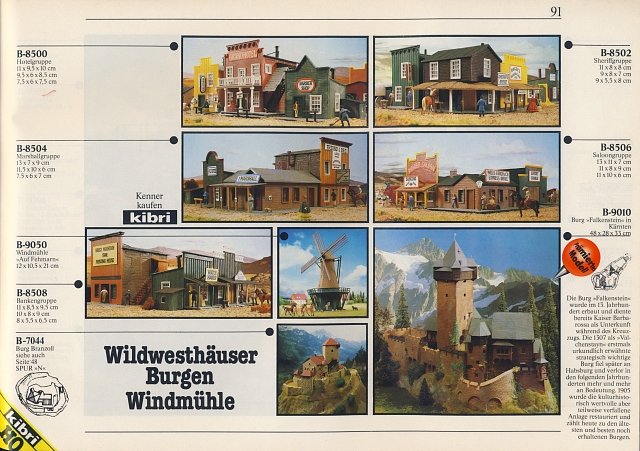 Kibri Katalogseite Wildwesthäuser