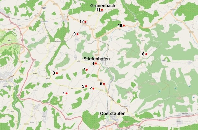 Karte Kirchen und Kapellen